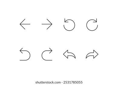 clique no ícone para voltar e clique para avançar. ícone desfazer e refazer. atualizar