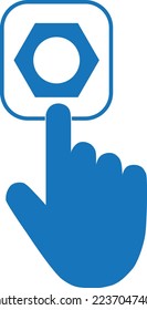 Click icon, hand cursor icon blue vector
