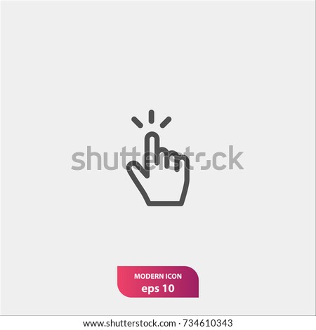 Click icon, hand gesture symbol, one finger tap gesture, hand click symbol, tap icon, touch screen symbol, simple flat vector and trendy illustration sign