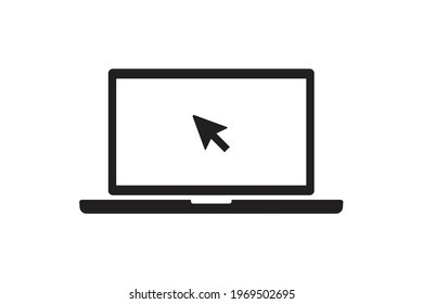 click icon in laptop. laptop display isolated on white background. vector illustration