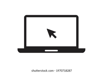 click icon in laptop. laptop display isolated on white background. vector illustration