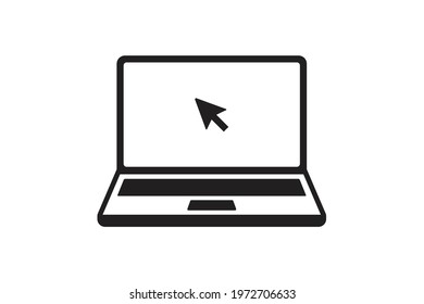 click icon in laptop. laptop display isolated on white background. vector illustration