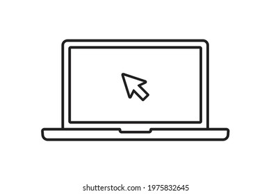 click icon in laptop. laptop display icon in line style isolated on white background. vector illustration