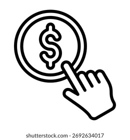 Clique no ícone Ilustração de vetor de design de linha