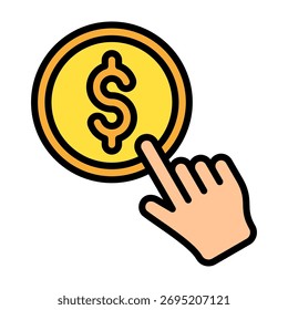 Clique no ícone Design de cor linear Ilustração de vetor