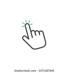 Click icon in linear style. Hand clicking icon. Vector illustration