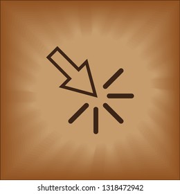 Click icon on brown background. Vector Illustration