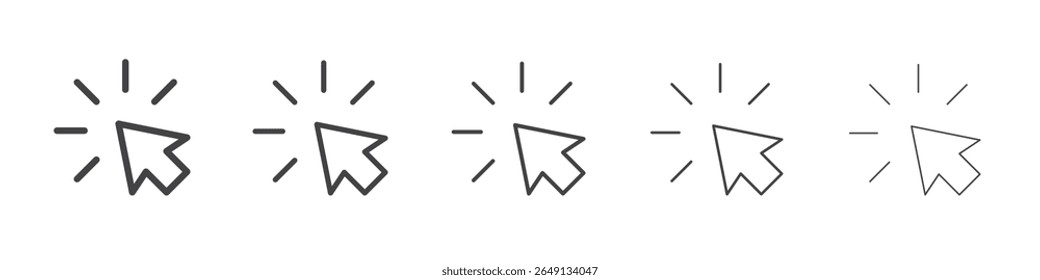 Clique no ícone símbolo vetorial de ilustração de contorno