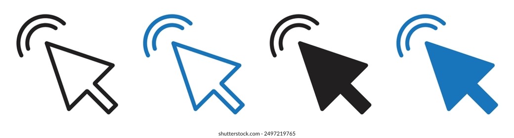 Click icon outline line set sign for web app