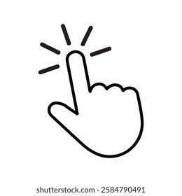 Click icon outline vector. finger choice icon. press icon outline vector on white background