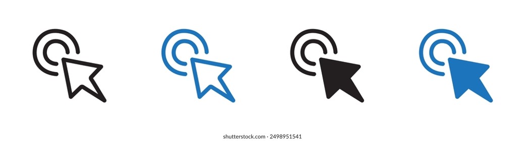 Click icon Outline vector line set