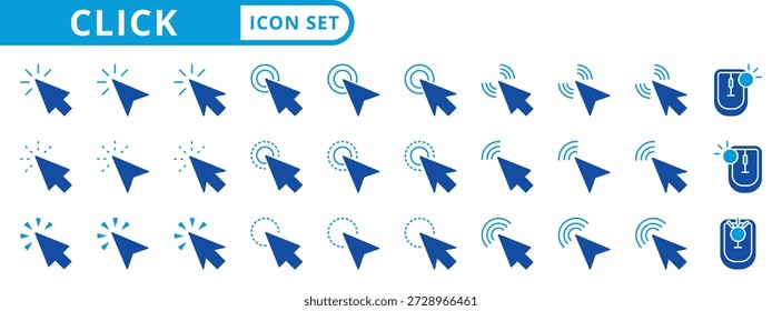 clique no ícone coleção de ilustrações de estilo plano de pacote para exibição e interface do usuário