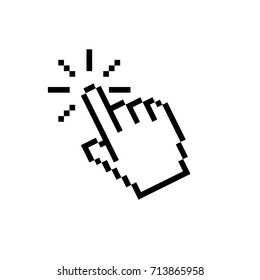 Click Icon. Pixel Hand Vector.