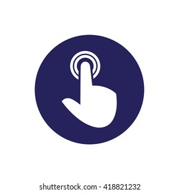 Click icon press button vector illustration. Blue circle. Blue button