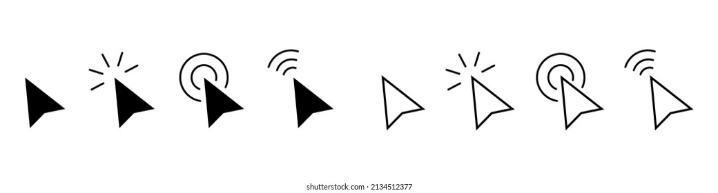 Click icon set. Arrow cursor. Mouse click cursor. Mouse pointer. Modern vector icons isolated on white background.