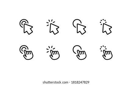 Click icon set. Computer mouse, cursors, pointing. Arrow and wait. Vector on isolated white background. EPS 10