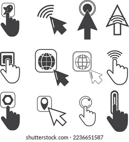 Click icon set, cursor icon set black vector