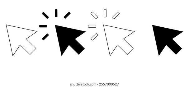 Click icon set. Set of flat modern cursor icons. Pointer cursor сomputer mouse icon. 