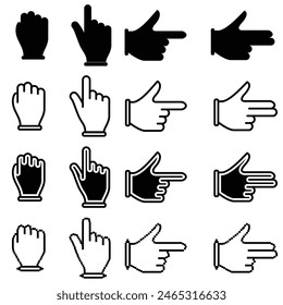 Click Icon Set Hand Clicking Computer Mouse Click Cursor Vector illustration Hand Icons