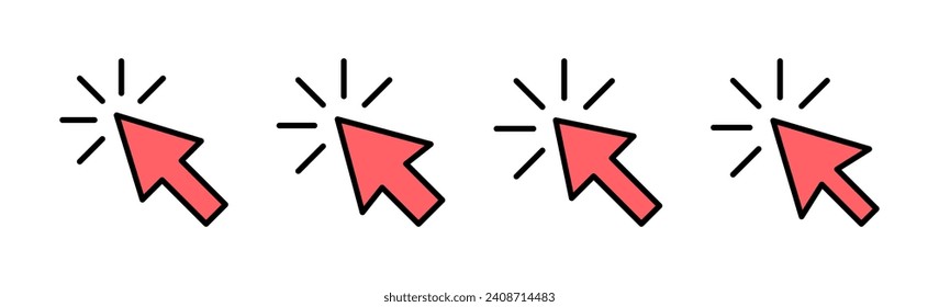 Klicken Sie auf Bild mit Symboleinstellung. Zeiger-Pfeilzeichen und Symbol. Cursorsymbol