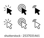 Click icon set. pointer arrow icon. cursor icon vector. Pointer cursor сomputer mouse icon collection. Clicking cursor, pointing hand clicks icons. Vector illustration.