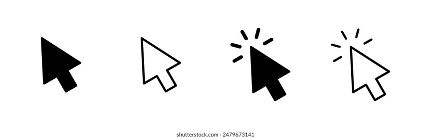 Click icon set. pointer arrow icon. cursor icon vector