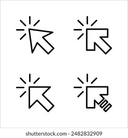 Click icon set, pointer arrow icon, cursor icon vector, on a white background.