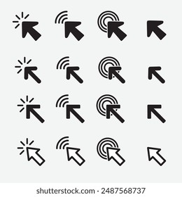 Click icon set. pointer arrow icon. cursor icon with black color