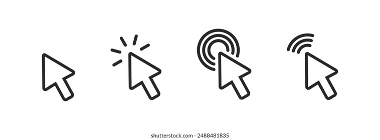 Click icon set. pointer arrow icon. cursor icon vector.
