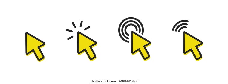 Click icon set. pointer arrow icon. cursor icon vector.
