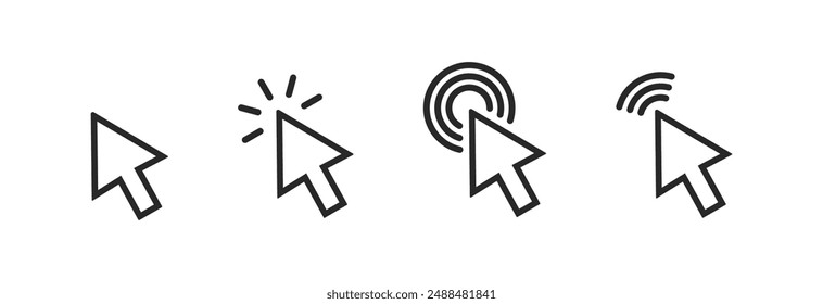 Click icon set. pointer arrow icon. cursor icon vector.