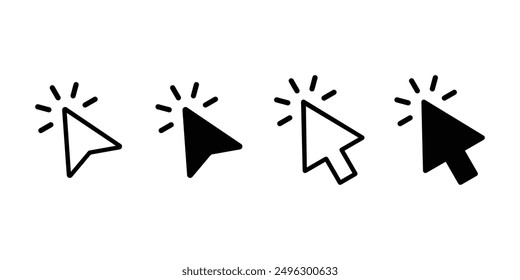 Click icon set. Pointer arrow icon. Cursor icon set. Vector illustration