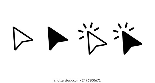 Click icon set. Pointer arrow icon. Cursor icon set. Vector illustration