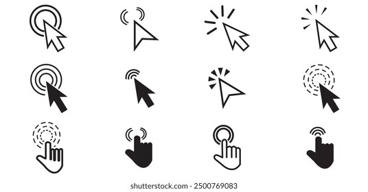 Click icon set. pointer arrow icon. cursor icon vector