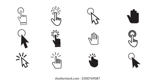 Click icon set. pointer arrow icon. cursor icon vector