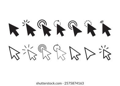 Click icon set. pointer arrow icon. cursor icon vector