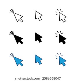 Click icon set. pointer arrow icon. cursor icon vector