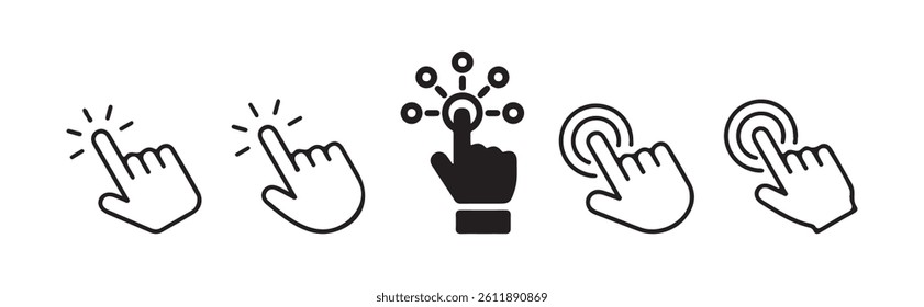 Click icon set. pointer arrow icon. cursor icon, Hand Cursor.Arrow cursor. Vector illustration