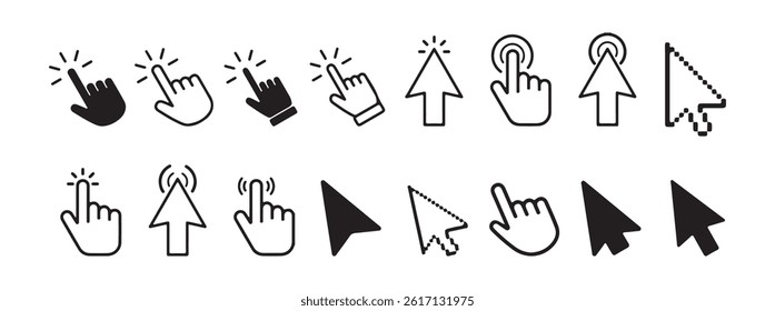 Click icon set. pointer arrow icon.Computer mouse click cursor gray arrow icons set and loading icons Vector illustration Eps 10