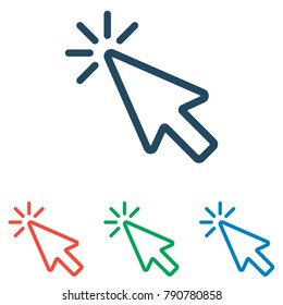 Click icon set - simple flat design isolated on grey background, vector