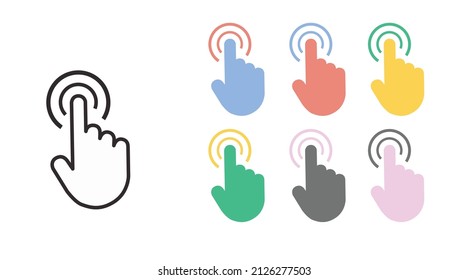 Click Icon Set. Vector set of different color vector editable illustrations
