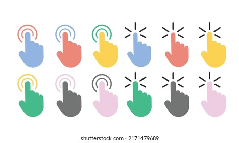 Click Icon Set. Vector set of different color vector editable illustrations