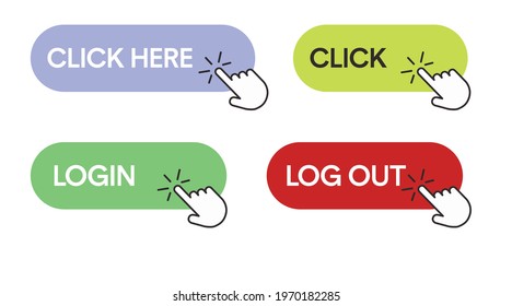 Click Icon Set. Vector isolated flat illustrations for a website