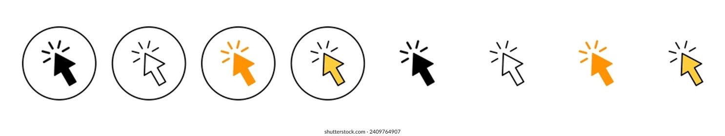 Click icon set vector. pointer arrow sign and symbol. cursor icon