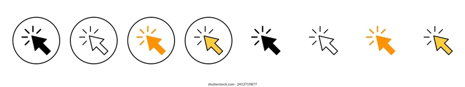 Click icon set vector. pointer arrow sign and symbol. cursor icon