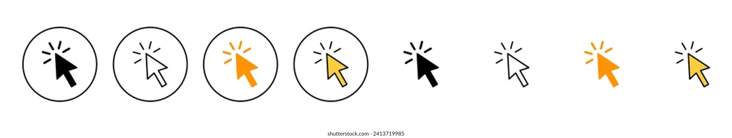 Click icon set vector. pointer arrow sign and symbol. cursor icon