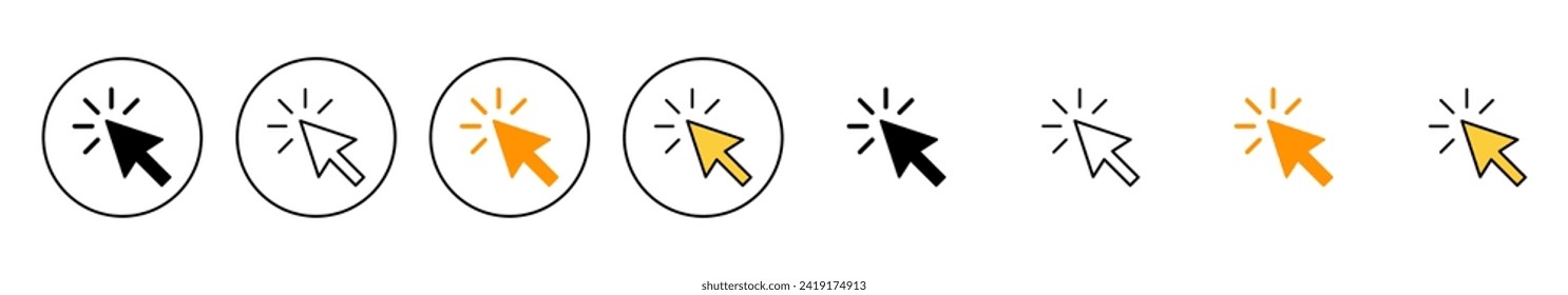 Click icon set vector. pointer arrow sign and symbol. cursor icon