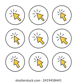 Click icon set vector. pointer arrow sign and symbol. cursor icon