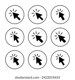 Click icon set vector. pointer arrow sign and symbol. cursor icon