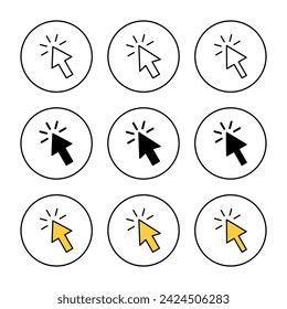 Click icon set vector. pointer arrow sign and symbol. cursor icon